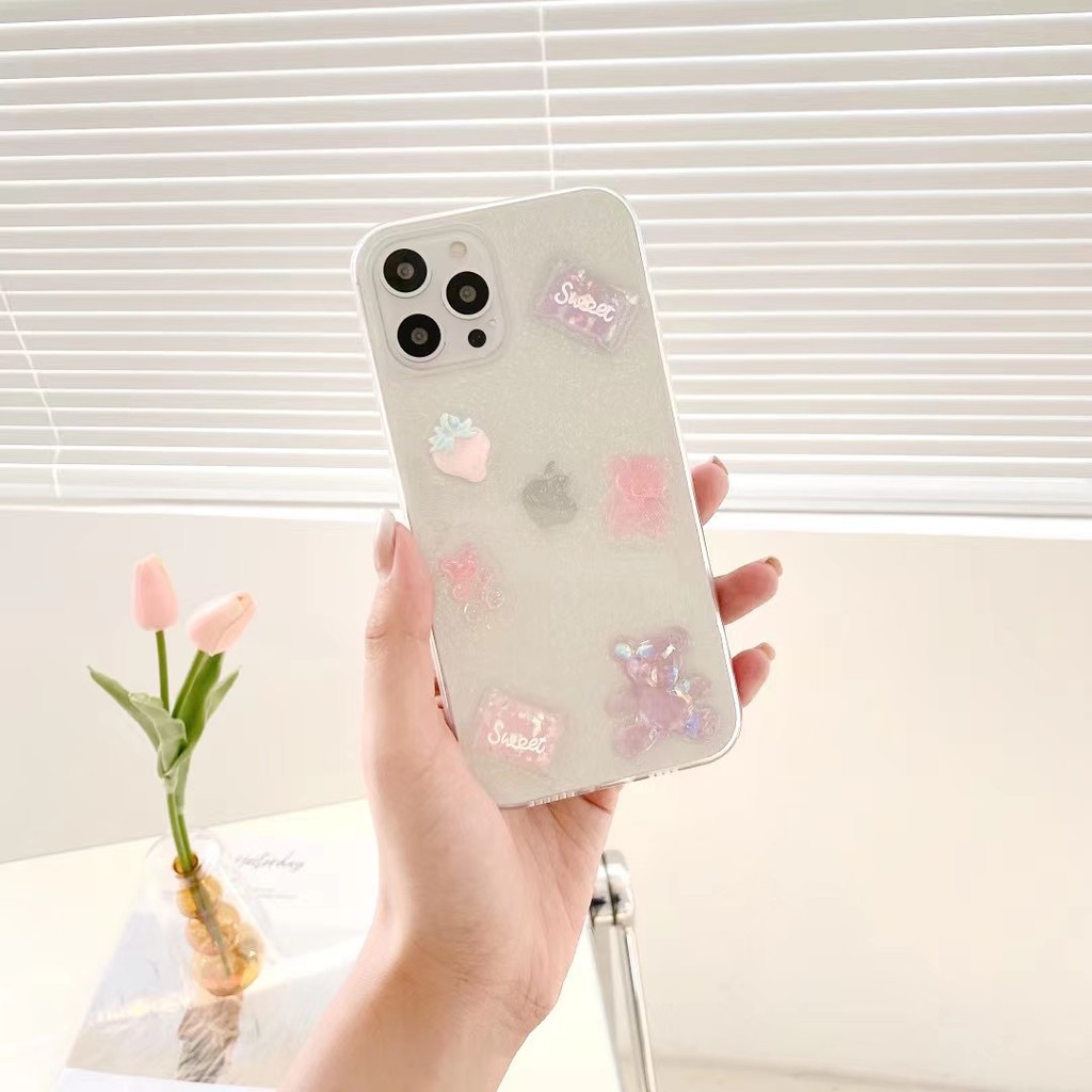 Ốp điện thoại TPU mềm họa tiết gấu cho iPhone 7 7plus 8 8Plus SE2 11 11PRO 11PROMAX 12MINI 12PRO 12PROMAX X XR XS XSMAX