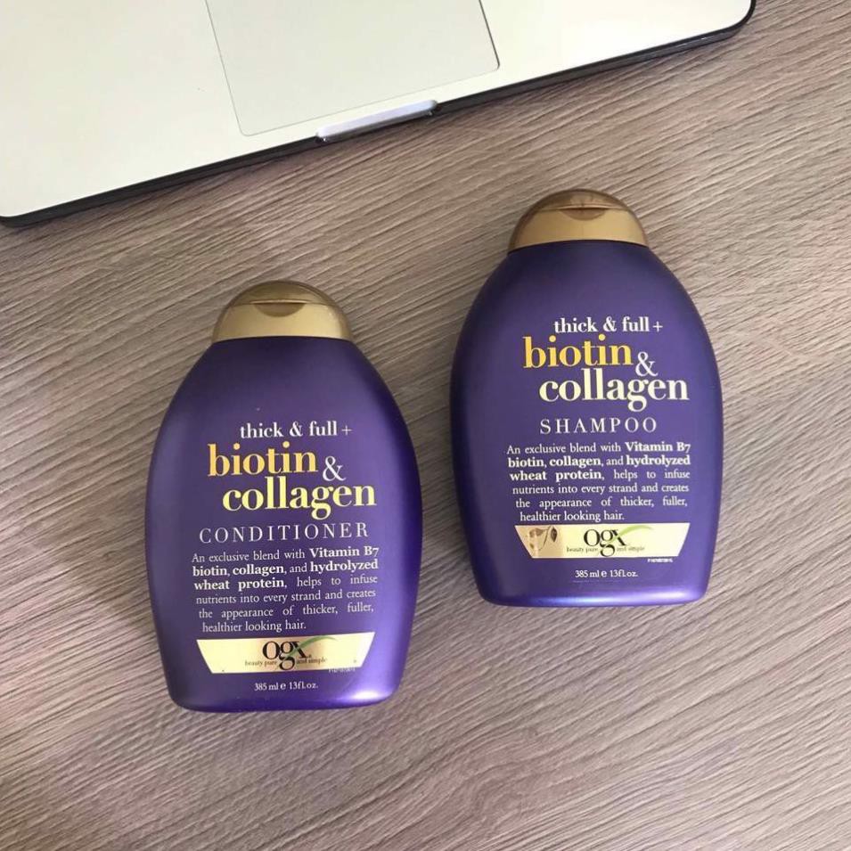 Dầu Gội - Dầu Xả Ogx Biotin &amp; Collagen Shampoo - Conditioner 385ml