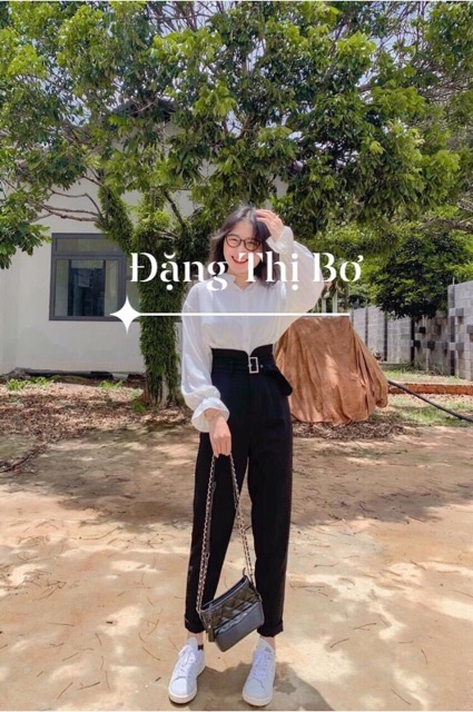 Quần tây khoen vuông mỏng Lưng siêu cao ( form dài ) | BigBuy360 - bigbuy360.vn