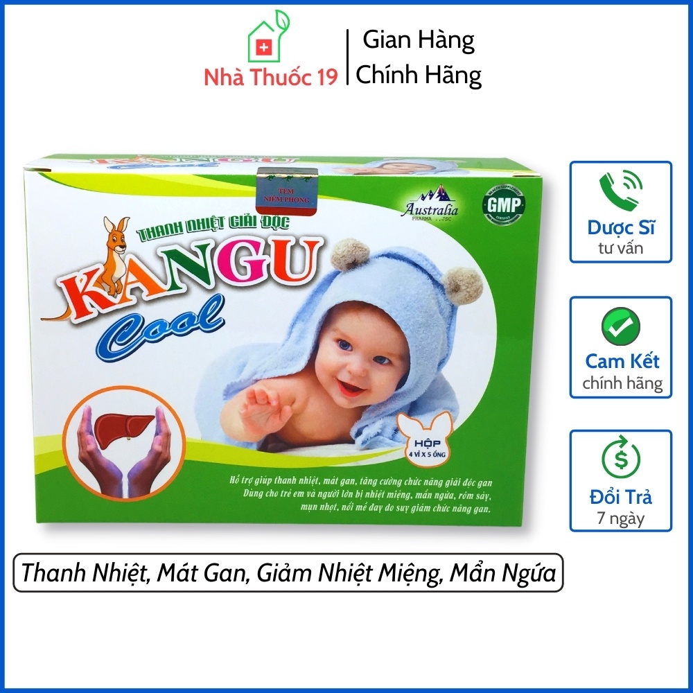 Thanh Nhiệt Giải Độc Kangu Cool Ống 10ml - Tăng Giải Độc Gan, Dùng Cho Người Nhiệt Miệng, Mẩn Ngứa, Mụn Nhọt(Hộp 20 ống)