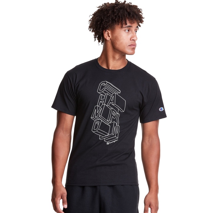 ÁO thun CHAMPION CHÍNH HÃNG GRAPHIC TEE BLOCK 3D - 100% AUTHENTIC USA