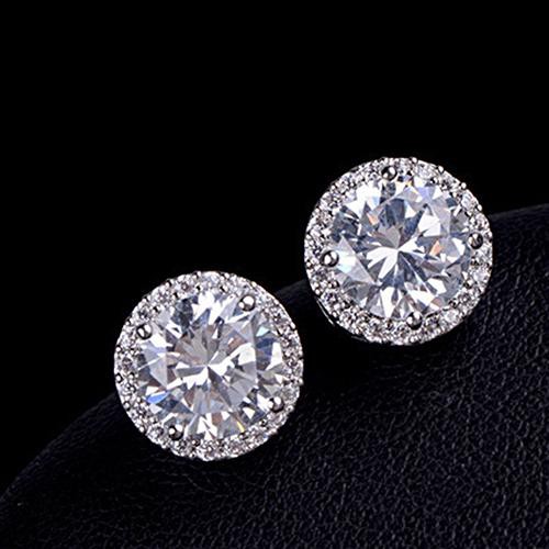 Khuyên tai mạ bạch kim đính đá Zircon thanh lịch cho nữ