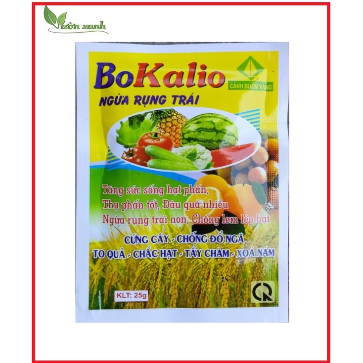 Phân bón hữu cơ Kali Bo chuyên dùng cho cây ăn trái Bo Kalio giúp ngừa rụng trái, đậu quả nhiều gói 25gr