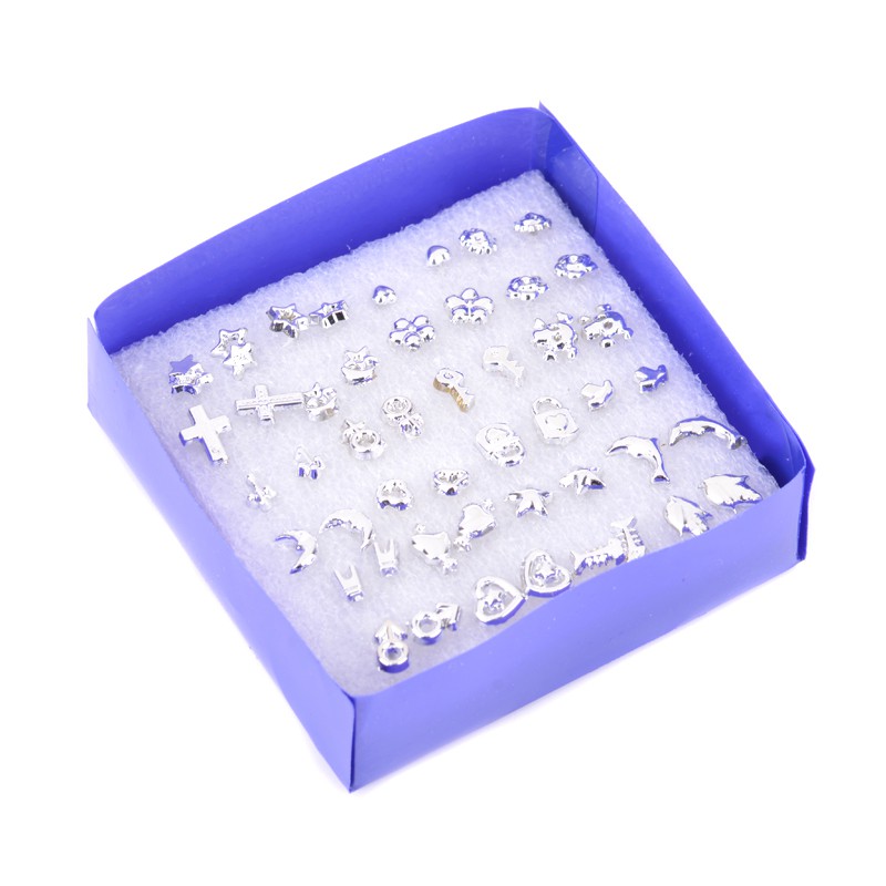 1 Bộ Bông Tai Đính Đá Thời Trang Bằng Bạc Hỗn Hợp Cho Phái Nữ