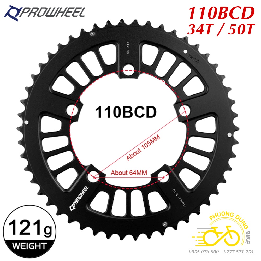 Đĩa rời nhôm xe đạp PROWHEEL 110BCD 34T / 50T
