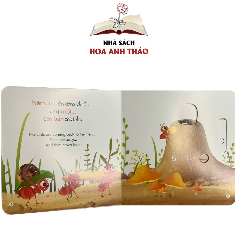 Sách tương tác - song ngữ Việt Anh chuyển động đếm số Math Slide: Phép trừ