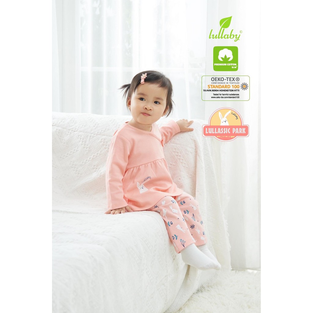 [LULLABY SALE] Bộ dài tay Cotton LULLASSIC bé gái hồng cam