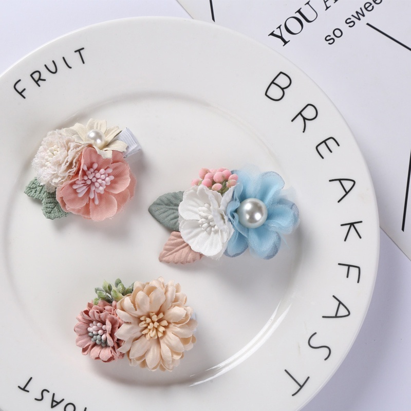 Set 3 Kẹp Tóc Công Chúa Đính Hoa Giả Xinh Xắn Cho Bé Gái