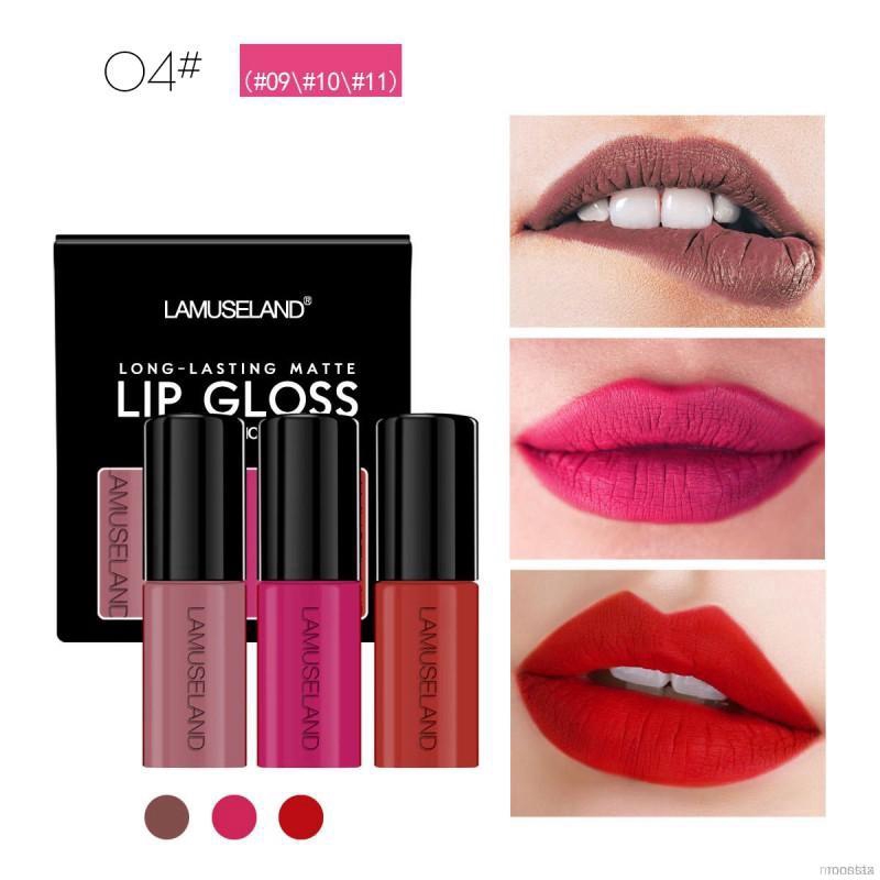 [Hàng mới về] Set 3 son môi dạng lỏng chống dính cốc/chống thấm lên màu đẹp | BigBuy360 - bigbuy360.vn