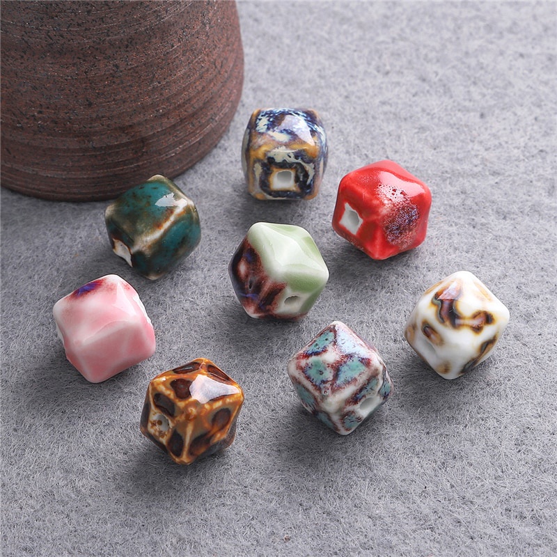 BEADIA Hạt Sứ Hình Vuông Dùng Làm Trang Sức Thủ Công DIY