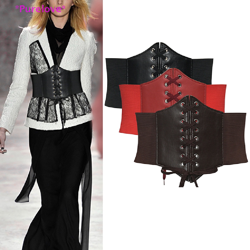 Đai Nịt Bụng Da PU Bản Rộng Điều Chỉnh Được Trang Trí Cho Nữ Mới