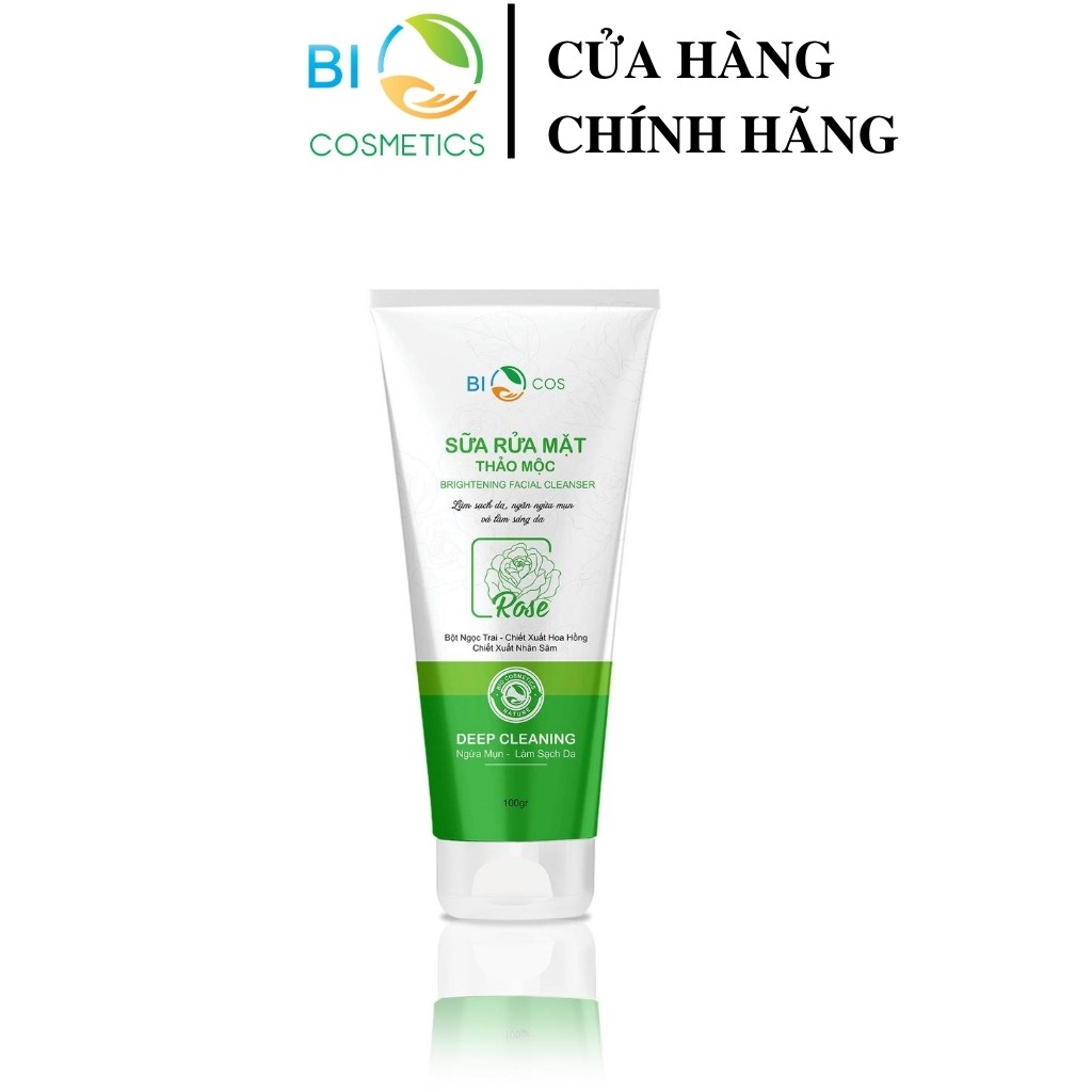 Sữa rửa mặt cho da mụn nhạy cảm BIO COSMETICS trắng da nam nữ tạo bọt sạch sâu 100g.