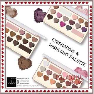 Set phấn mắt trái tim siêu dễ thương Odbo Eyeshadow & Highlight Palette OD1014