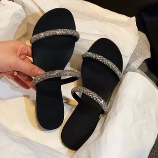 Dép quai ngang đính đá thời trang cho nữ size 34-40