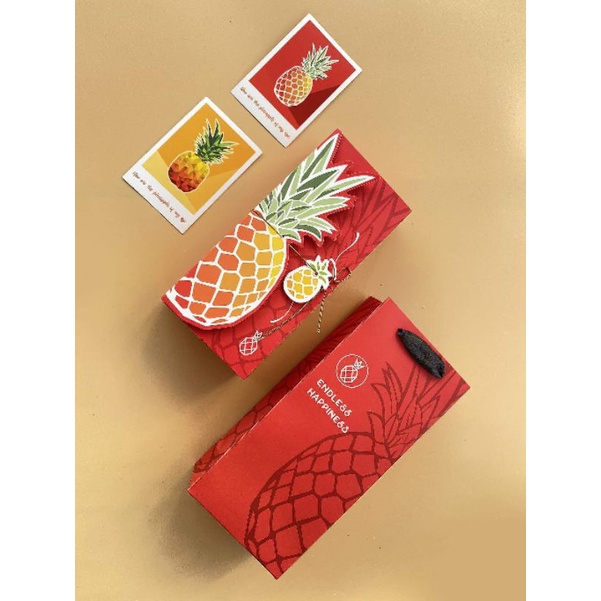 Set 10 bộ Hộp bánh DỨA, bánh quy hình TRÁI DỨA ĐỎ