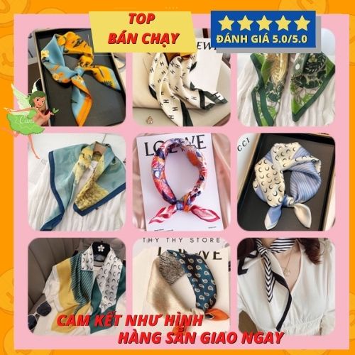 khăn lụa vuông HỌA TIẾT hàn quốc cao cấp 70x70cm-V2- Khăn bandana lụa ThyThy băng đô, cột túi, áo