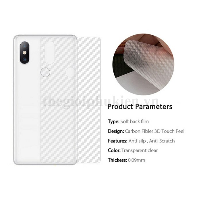 Miếng dán lưng vân carbon, các bon Xiaomi Mi 8SE
