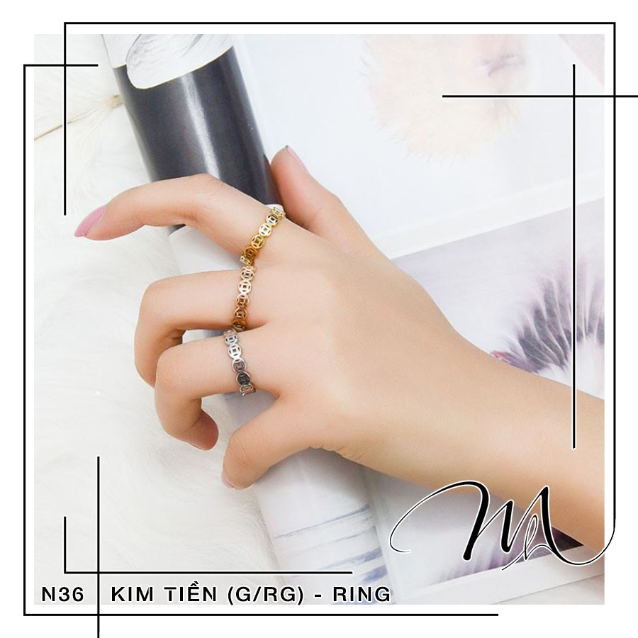 Nhẫn Titan nam nữ không gỉ kim tiền tài lộc - Măng’s House N36