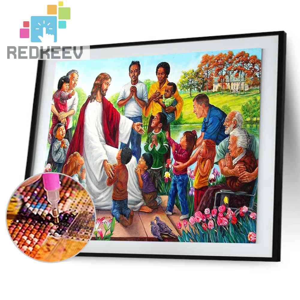 Bộ Tranh Đính Đá Tròn Toàn Diện Họa Tiết Chúa Jesus Độc Đáo DIY