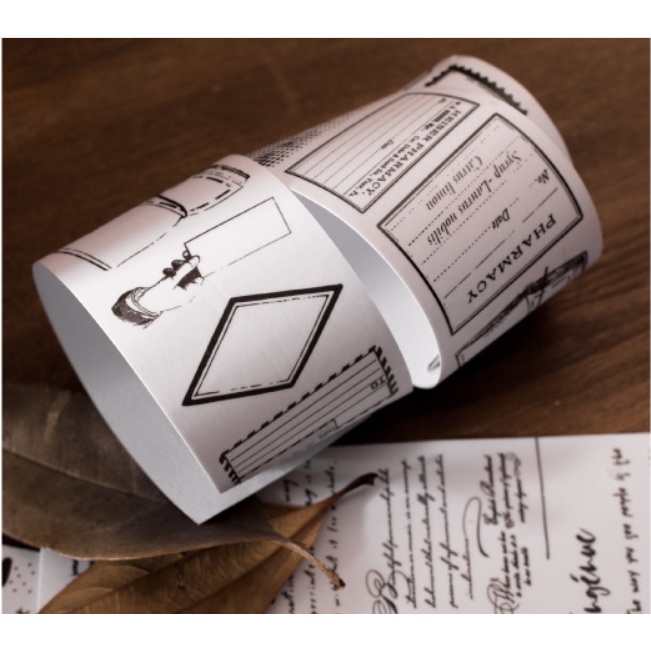 Dải giấy hình dán vintage 53cm họa tiết tem in nhiều mẫu