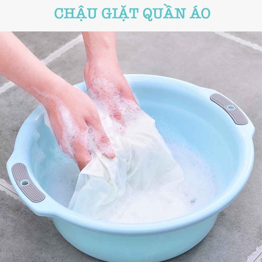 Chậu Nhựa Đa Năng Rửa Mặt Giặt Quần Áo Có Tay Cầm Nhiều Màu Cao Cấp C001