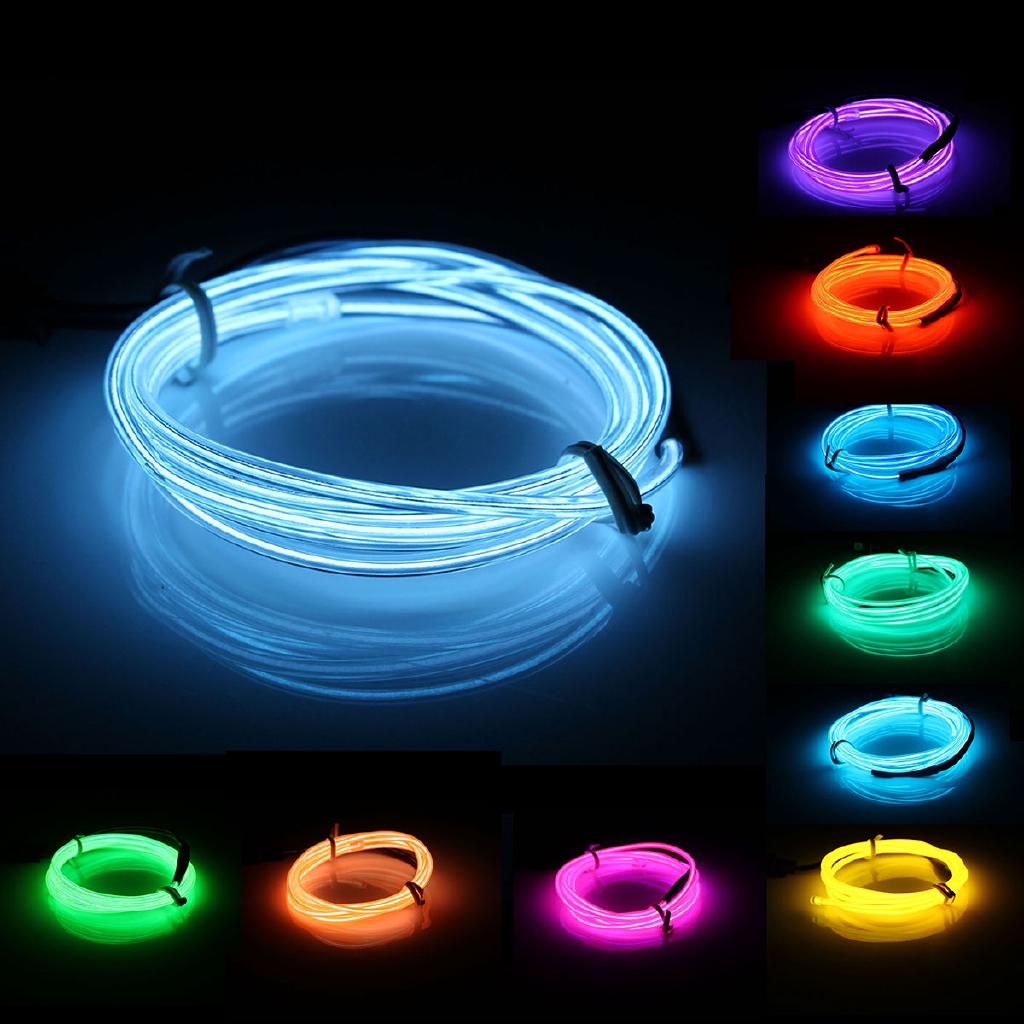 1M Flexible EL String Strip Light Flash Flexible Neon Glow Tube Wire Rope