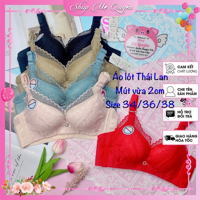 Áo ngực Thái Lan Sister Hood , áo lót ren nâng ngực mút vừa 2cm không gọng định hình