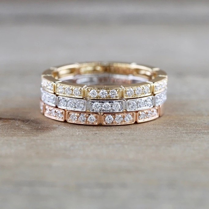 Nhẫn đeo ngón tay bằng kim loại đính đá lấp lánh sang trọng cho nữ