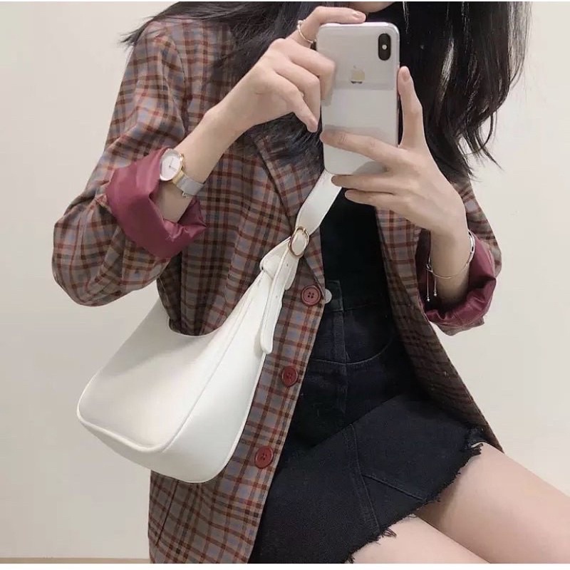 🦄 Túi đeo chéo, túi xách nữ basic hình thuyền - 2 màu đen trắng 🦋 HÀNG CÓ SẴN