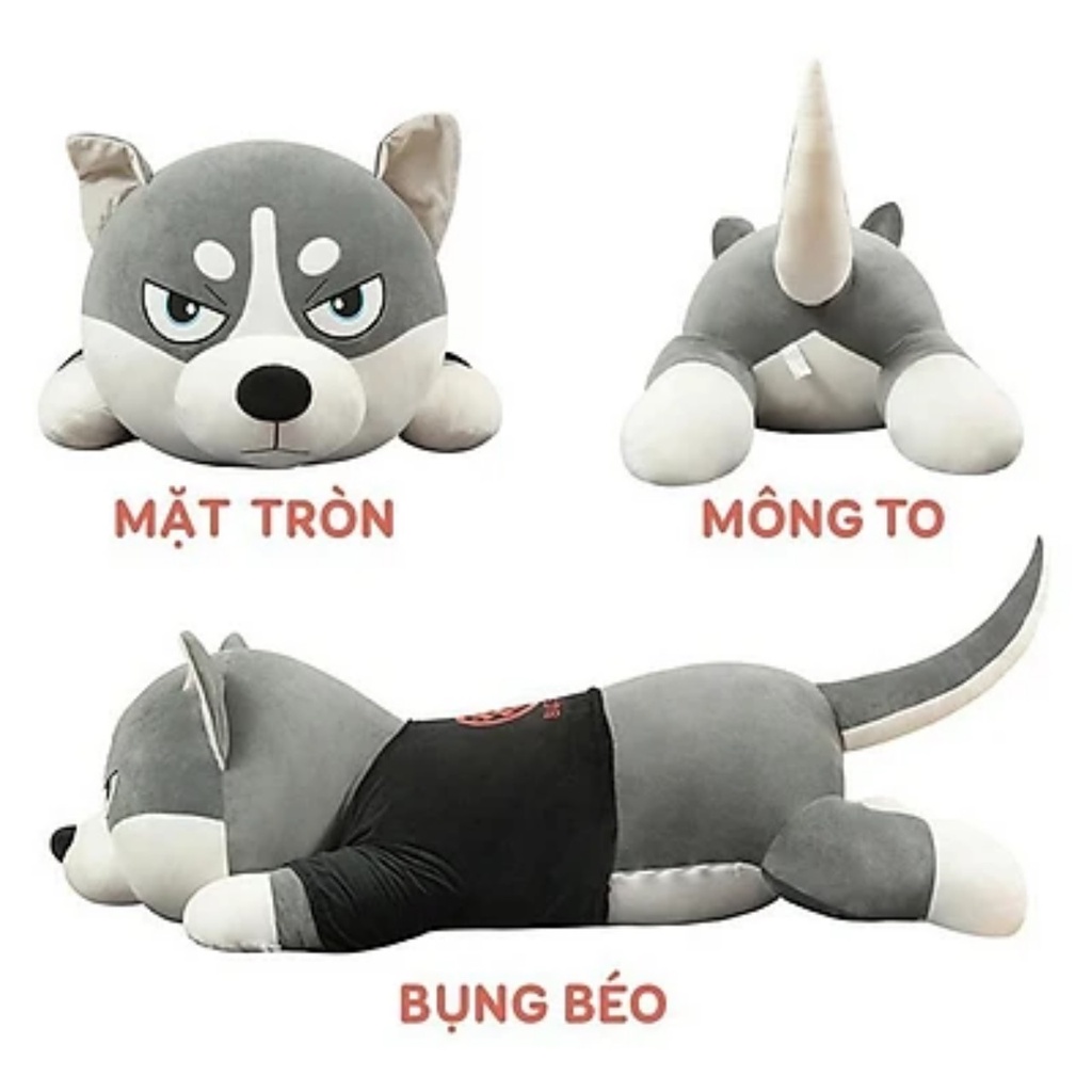 Gấu bông Chó Husky Siêu To Khổng Lồ - gối ôm cho bé chó -mèo Husky size  từ 70cm-1m7