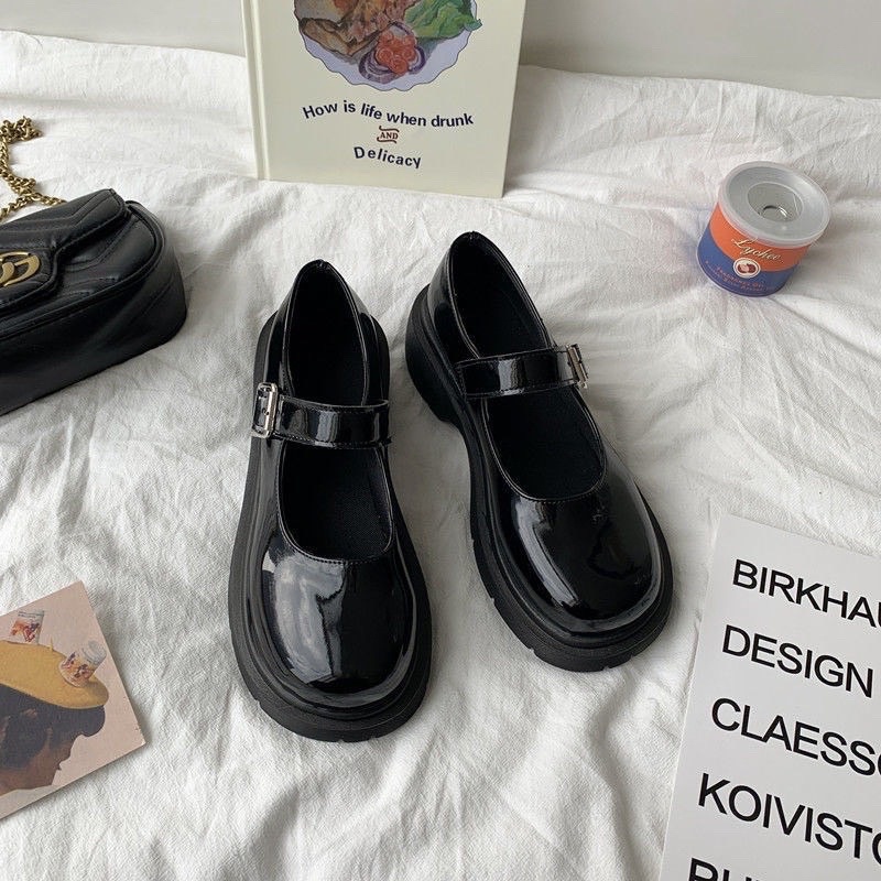 Giày Lolita nữ da bóng đế cao quai cài xinh xắn phong cách Ulzzang Hàn Quốc FLOWER G07 - Nguyentrang239