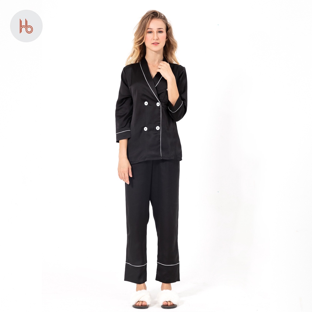 Set đồ bộ dài tay dài mặc nhà cổ vest Hibi HB108 - Quần có túi | BigBuy360 - bigbuy360.vn