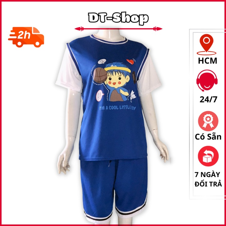 set đồ nam Little Boy chất thun lưới mè đủ size từ 35 - 70kg phong cách trẻ trung