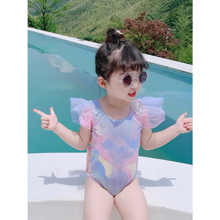 Bikini Bé Gái Màu Sắc Cầu Vồng Nổi Bật Đính Nơ Size 8-20kg