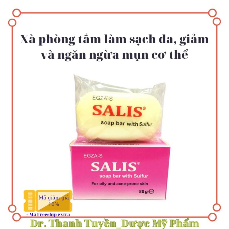 EGZA-S SALIS Soap bar 80g Xà phòng tắm giảm dầu, giảm mụn, dày sừng nang lông 80g
