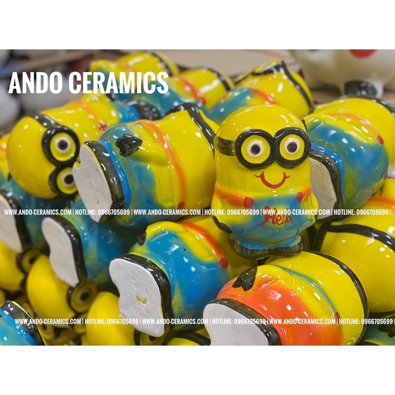 LỢN ĐẤT TIẾT KIỆM MINION VÀNG 4size SIÊU ĐÁNG YÊU DÀNH CHO BÉ - Heo đất gốm Bát Tràng