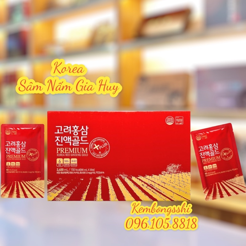 Nước hồng sâm 100% Premium Korea Red Ginseng Gold 30 gói Dành Cho Người Tiểu Đường, Mỡ Máu