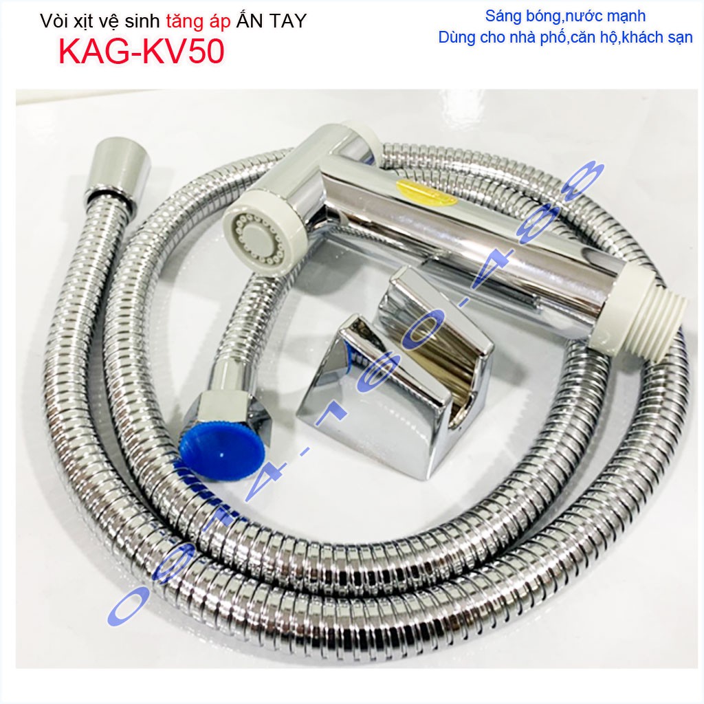 Vòi xịt vệ xinh ấn tay KAG-KV50, rửa vệ sinh chrome bóng hand spray nhấn êm tia nước mạnh sử dụng tốt