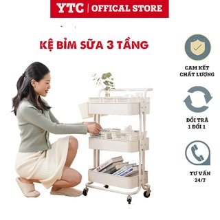 Kệ 3 tầng, kệ nhựa ba tầng bỉm sữa có bánh xe nhập khẩu