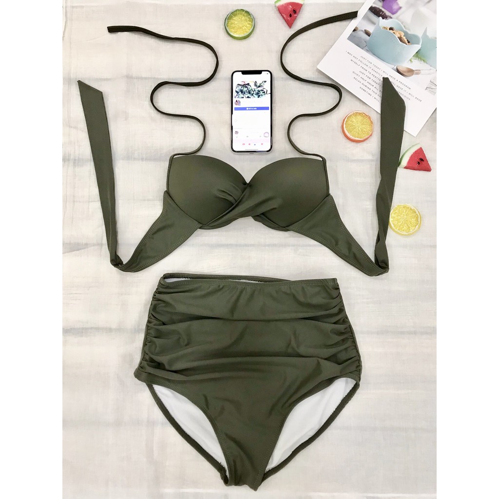 Set bikini gọng nâng ngực quần nhúng cạp cao che bụng EVA SHOP GTQN