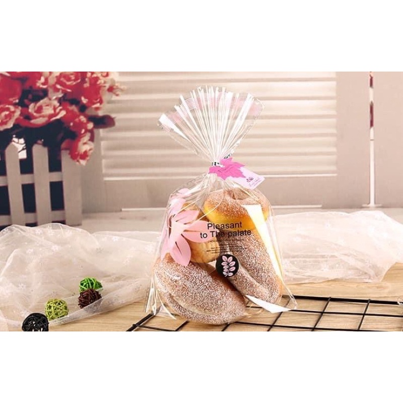 túi đựng bánh lá màu hồng 23x29cm (10 cái )