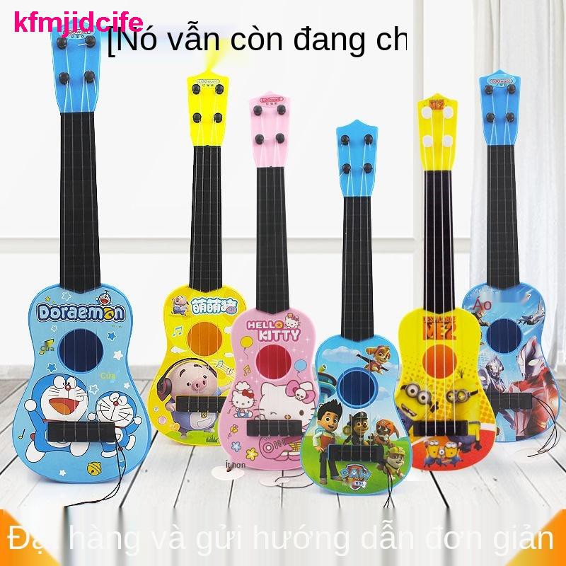 Đồ chơi giáo dục[Gửi lựa chọn + Gửi hướng dẫn] Đàn guitar trẻ em Ukulele hoạt hình giả nhạc cụ cậu bé đồ chơi