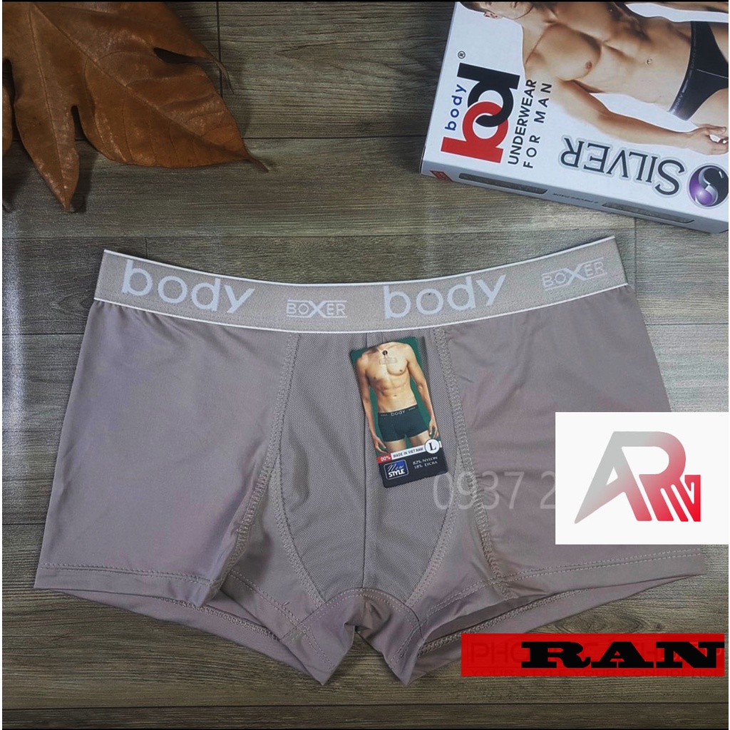 Quần xịp nam BODY boxer vải thun lạnh pha lụa siêu mát - Sịp đùi BODY Silver 802