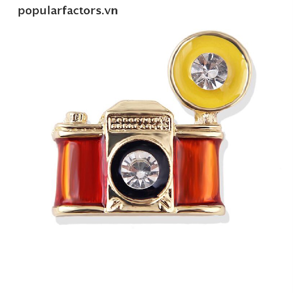 Ghim Cài Áo / Khăn Choàng Hình Máy Ảnh Tráng Men Mini Vintage