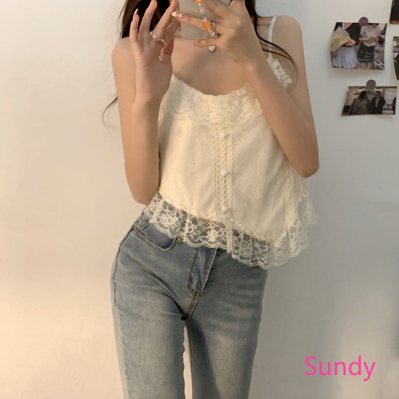 Áo Hai Dây Phối Ren Quyến Rũ Thời Trang Mùa Hè Cho Nữ