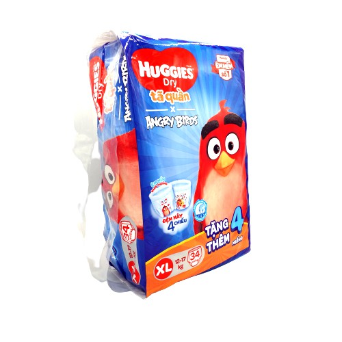 Tã Quần Huggies Dry gói trung Angry Birds phiên bản giới hạn XXL30 (30 Miếng) - Từ 12-17kg - Tặng 4 miếng