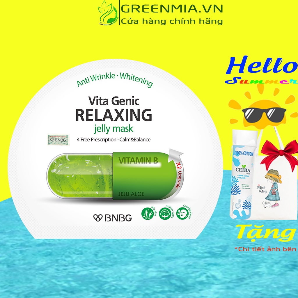 Mặt Nạ BNBG Xanh Lá [HỘP 10 MIÊNG] Vita Genic Relaxing Jelly Mask Vitamin B Hỗ Trợ Phục Hồi Da Hư Tổn 30ml [NHẬP KHẨU]