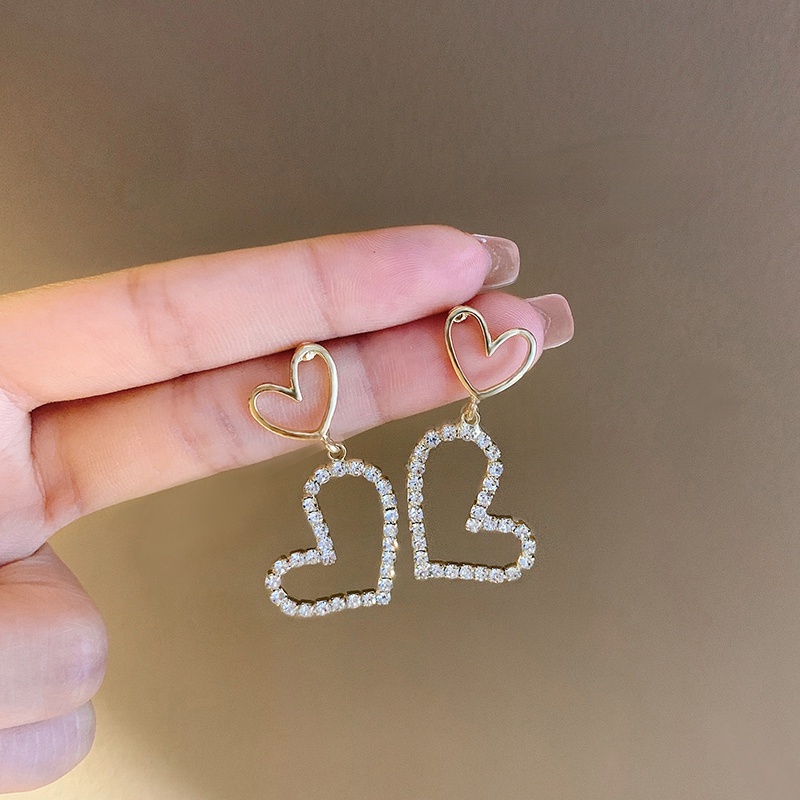 Bông Tai Mạ Bạc 925 Hình Trái Tim Phong Cách Hàn Quốc