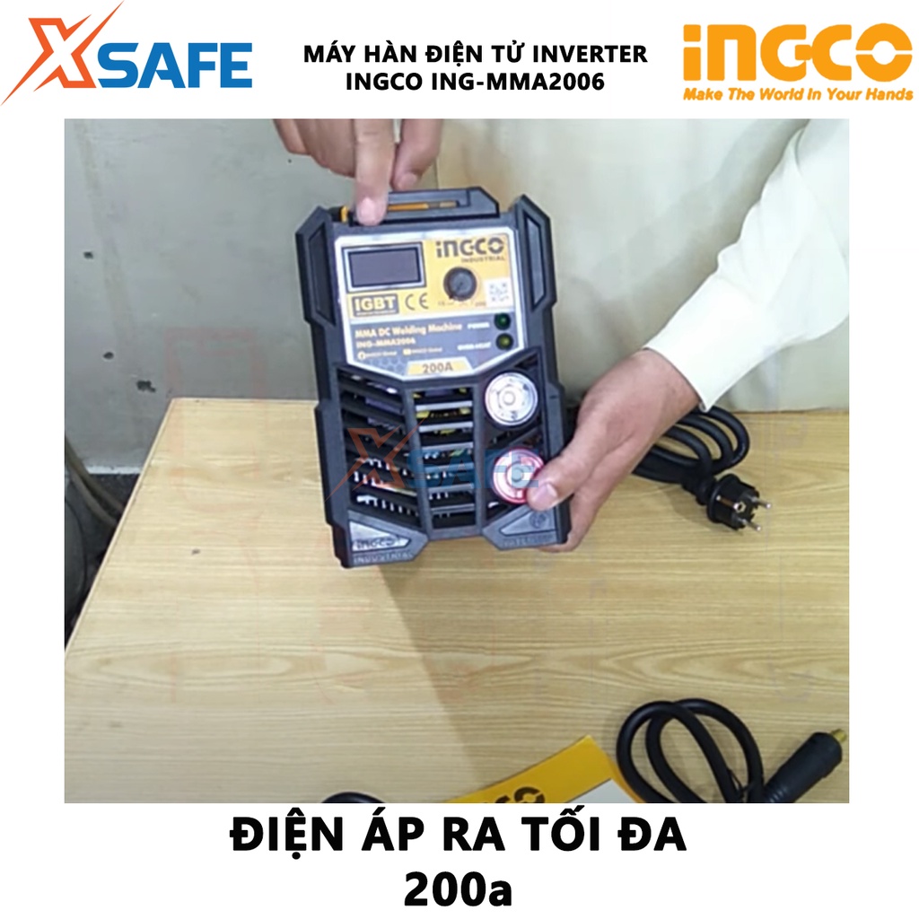 Máy hàn que Inverter IGBT INGCO ING-MMA2006 | Máy hàn MMA biến tần Điện áp đầu vào 1 ~ 220-240V Tần số 50/ 60HZ