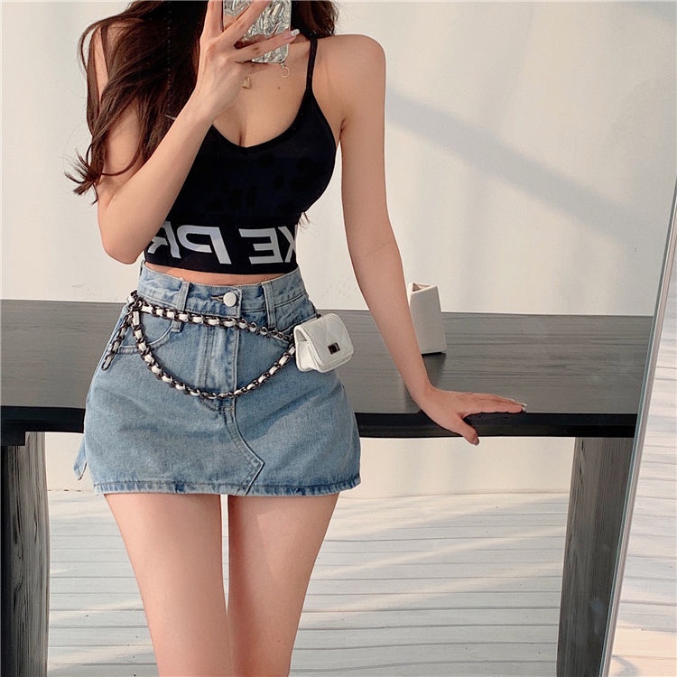 Chân váy jean Mini Thiết Kế Mới Quyến Rũ Thời Trang Theo Phong Cách Hàn Quốc Cho Nữ